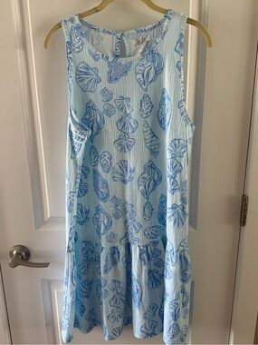 Lilly Pulitzer Light Blue Shell-Print Mini Dress